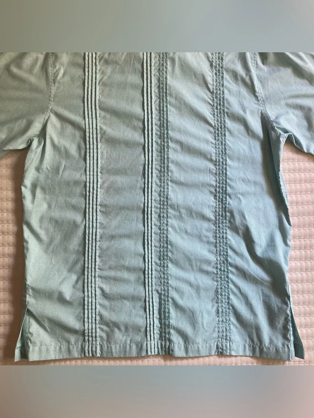 San Cristobal Guayabera Shirt Men’s Large White Green Yellow 100% Cotton